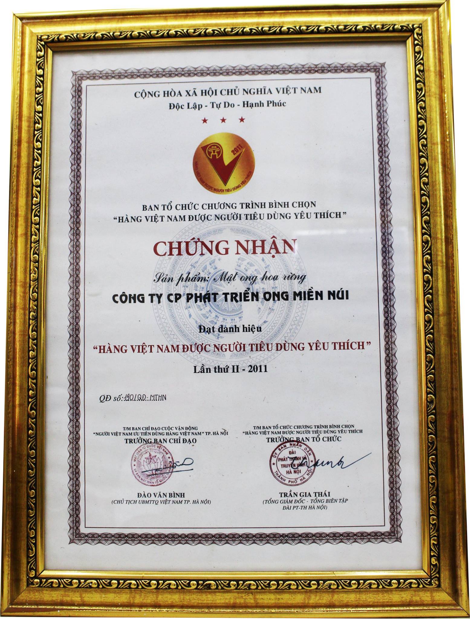 Giấy chứng nhận của sản phẩm 